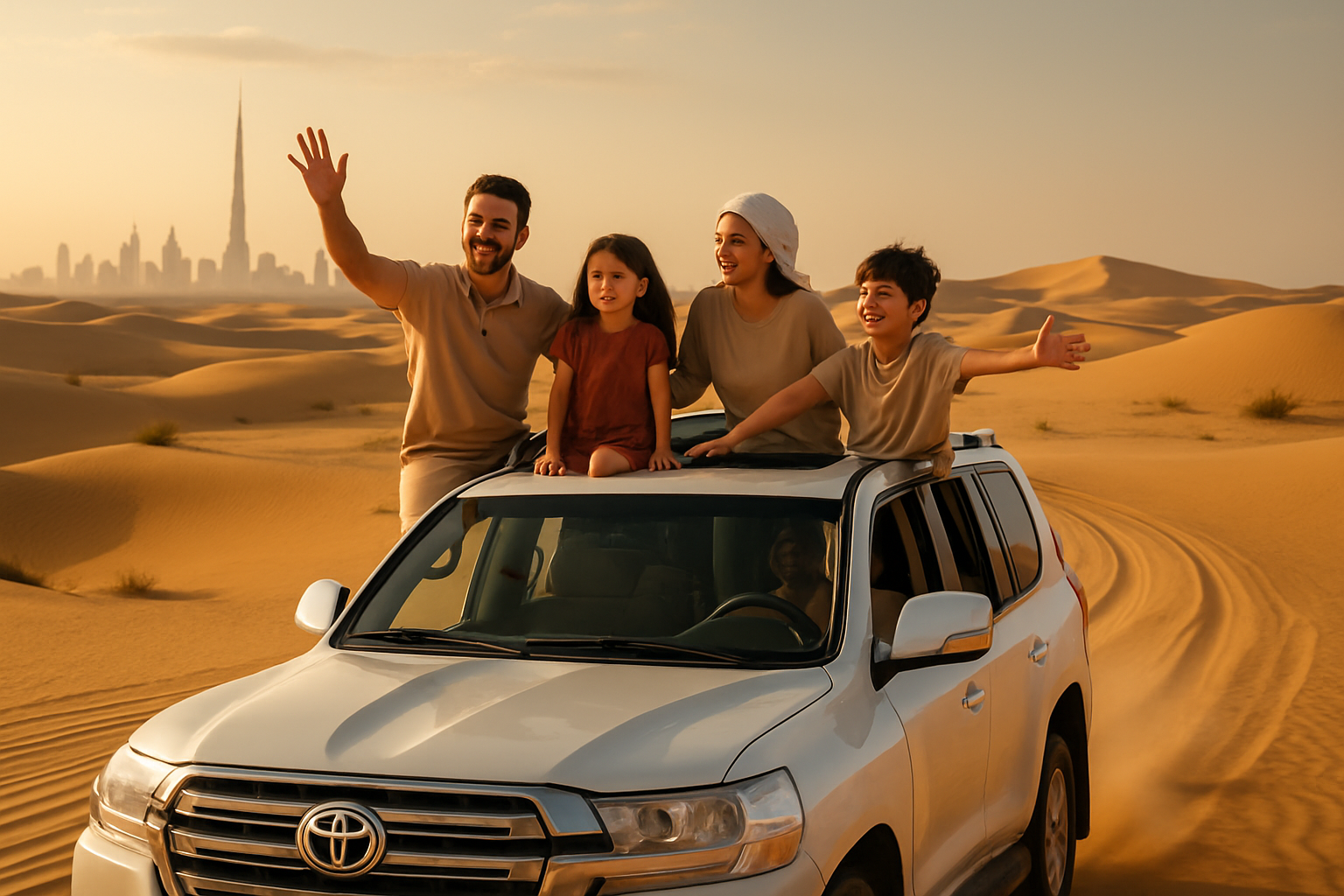 Family enjoying a desert safari in Dubai
